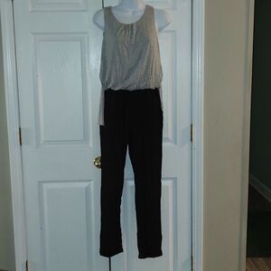Elevenses gray and black sleeveless long pant romper pantsuit Sz XS EUC